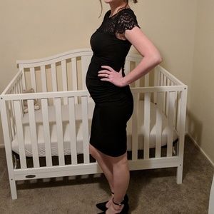 Black cap sleeve maternity dress